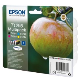 Epson Apple Encre DURABrite Ultra multipack 4 couleurs Pomme T1295, Noir, Cyan, Magenta, Jaune, 11,2 ml, 7 ml, 1 pièce, Multi pack
