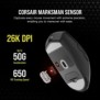 Corsair KATAR ELITE Wireless, Droitier, Optique, RF Wireless + Bluetooth + USB Type-A, 26000 DPI, Noir