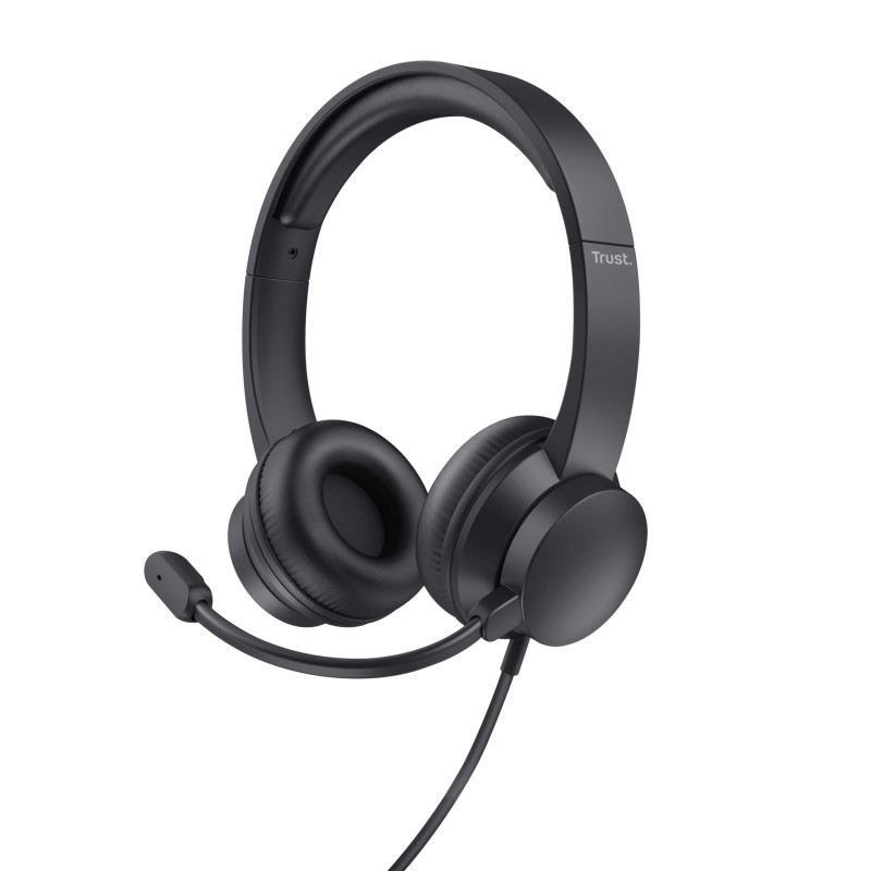 Trust HS-201, Avec fil, BureauCentre d'appels, 147 g, Casque, Noir