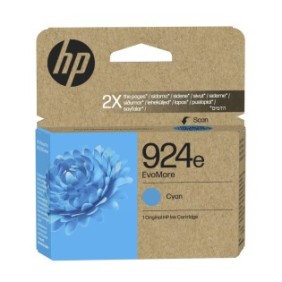 HP 924e Cartouche d’encre authentique Cyan EvoMore, Rendement élevé , Cyan, 1 pièce, 800 pages, Paquet unique
