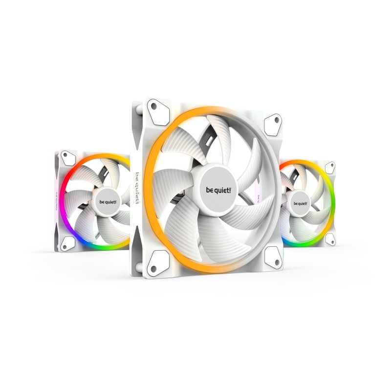 Be Quiet! Light Wings 140 mm PWM | Ventilateur PC ARGB White, Pack de 3, Ventilateur, 14 cm, 1500 trmin, 95,14 m³h, Blanc