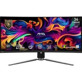 MSI MAG 341CQP QD-OLED, 86,4 cm 34", 3440 x 1440 pixels, UltraWide Quad HD, QD-OLED, 0,03 ms, Noir