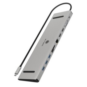 ICY BOX IB-DK2106a-CPD, Avec fil, USB 3.2 Gen 1 3.1 Gen 1 Type-C, 100 W, 3,5 mm, 10,100,1000 Mbits, Anthracite, Noir
