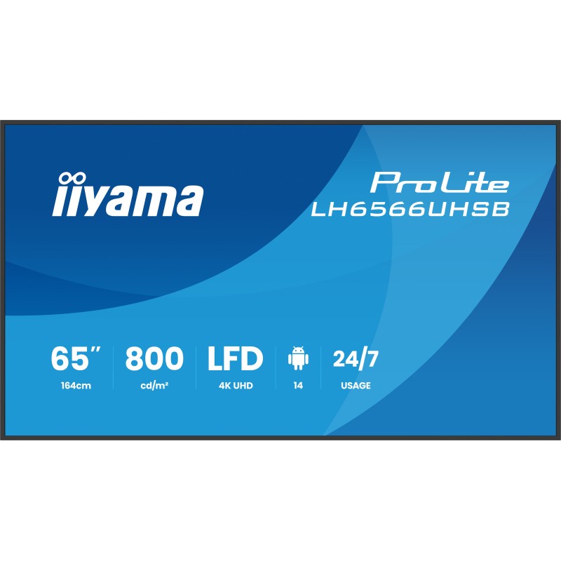 Iiyama LH6566UHSB-B1AG, Écran plat de signalisation numérique, 165,1 cm 65", LCD, 3840 x 2160 pixels, Wifi, 247