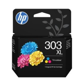 HP Cartouche d’encre trois couleurs 303XL grande capacité authentique, Haut, Cyan, Magenta, Jaune, Encre à colorant, 1 pièce, 415 pages, Paquet unique
