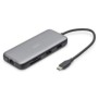 DIGITUS Station d'accueil USB-C, 8 ports, Avec fil, USB 3.2 Gen 2 3.1 Gen 2 Type-C, 100 W, 1.42.2, 10,100,1000 Mbits, Noir, Gris