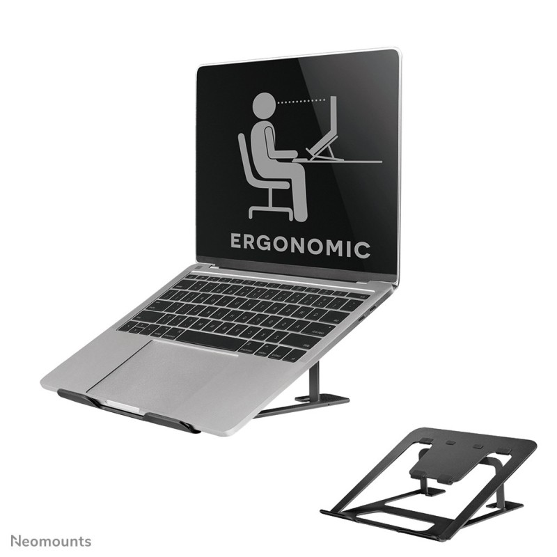 Neomounts NSLS085BLACK Support pour ordinateur portable 10-17" - pliable - compact - universel, Supports de Laptop, Noir, Aluminium, 25,4 cm 10", 43,2 cm 17", 254 - 431,8 mm 10 - 17