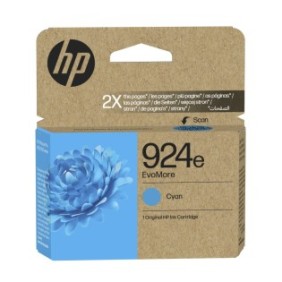 HP 924e Cartouche d’encre authentique Cyan EvoMore, Rendement élevé , Cyan, 1 pièce, 800 pages, Paquet unique