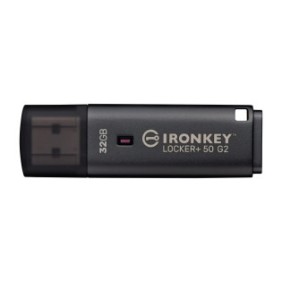 Kingston IronKey 32 Go Locker Plus 50 G2, FIPS 197, AES-256, 32 Go, USB Type-A, 3.2 Gen 1 3.1 Gen 1, 145 Mos, Casquette, Noir