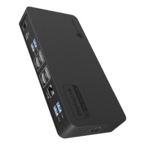 ICY BOX IB-DK2255AC, Avec fil, USB 3.2 Gen 2 3.1 Gen 2 Type-C, 96 W, 3,5 mm, 10,100,1000 Mbits, Noir