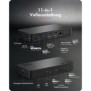ICY BOX IB-DK2255AC, Avec fil, USB 3.2 Gen 2 3.1 Gen 2 Type-C, 96 W, 3,5 mm, 10,100,1000 Mbits, Noir