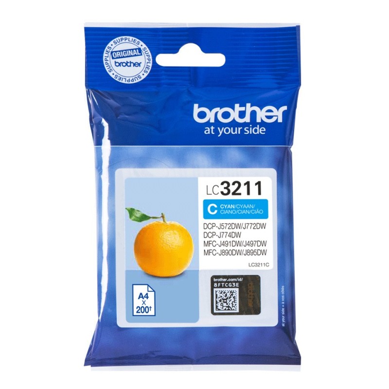 Brother LC3211C - Cartouche d'encre originale - Cyan, Rendement standard, Cyan, 1 pièce, 200 pages, Paquet unique