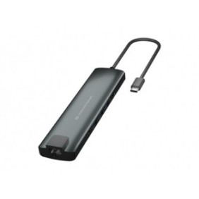 Conceptronic DONN06G, USB 3.2 Gen 1 3.1 Gen 1 Type-C, 60 W, Noir, Argent, MicroSD , SD, SDHC, SDXC, HDMI, RJ-45, USB 3.2 Gen 1 3.1 Gen 1 Type-A, USB 3.2 Gen 1 3.1 Gen 1 Type-C, Aluminium