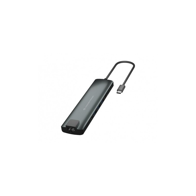 Conceptronic DONN06G, USB 3.2 Gen 1 3.1 Gen 1 Type-C, 60 W, Noir, Argent, MicroSD , SD, SDHC, SDXC, HDMI, RJ-45, USB 3.2 Gen 1 3.1 Gen 1 Type-A, USB 3.2 Gen 1 3.1 Gen 1 Type-C, Aluminium