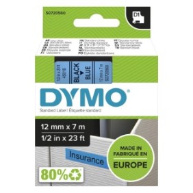 Dymo D1 étiquettes autocollantes authentiques | rouleau 9 mm x 7 m | impression en noir sur fond bleu | pour étiqueteuses LabelManager, Noir sur bleu, Polyester, Belgique, -18 - 90 C, DYMO, LabelManager, LabelWriter 450 DUO