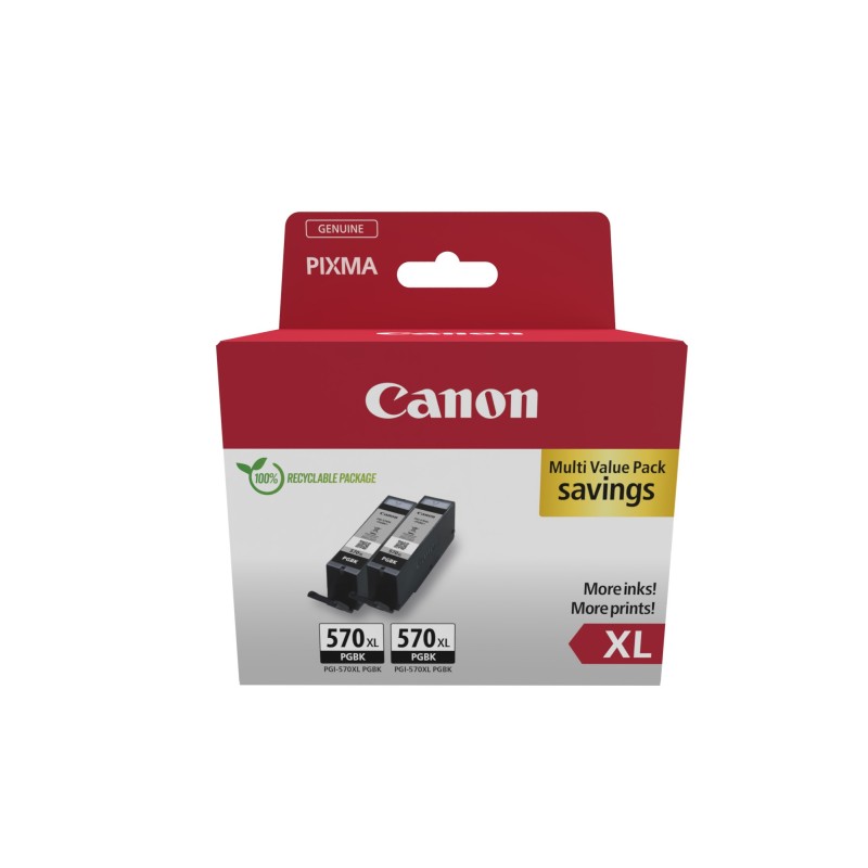 Canon 0318C010, Rendement élevé , Noir, 2 pièce, Emballage double