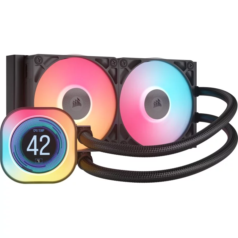 Corsair iCUE LINK TITAN 240 RX LCD, Refroidisseur d'air, 12 cm, 300 trmin, 2100 trmin, Noir