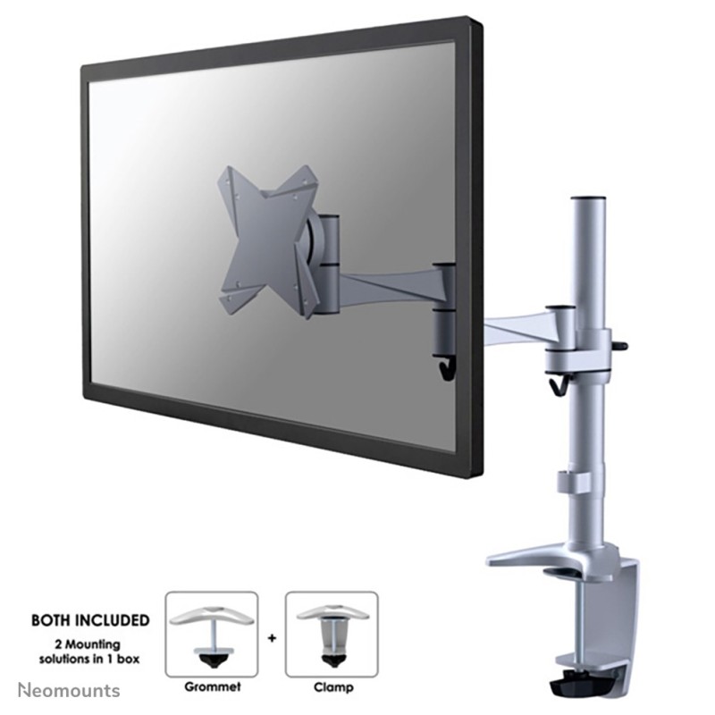Neomounts FPMA-D1330SILVER Support d'écran à fixer 10-30", Collier de serrage passe-fil, 9 kg, 25,4 cm 10", 76,2 cm 30", 100 x 100 mm, Argent