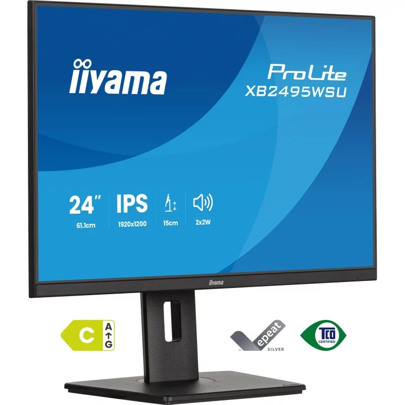 Iiyama ProLite XB2495WSU-B1, 61,2 cm 24.1", 1920 x 1200 pixels, WUXGA, LCD, 4 ms, Noir