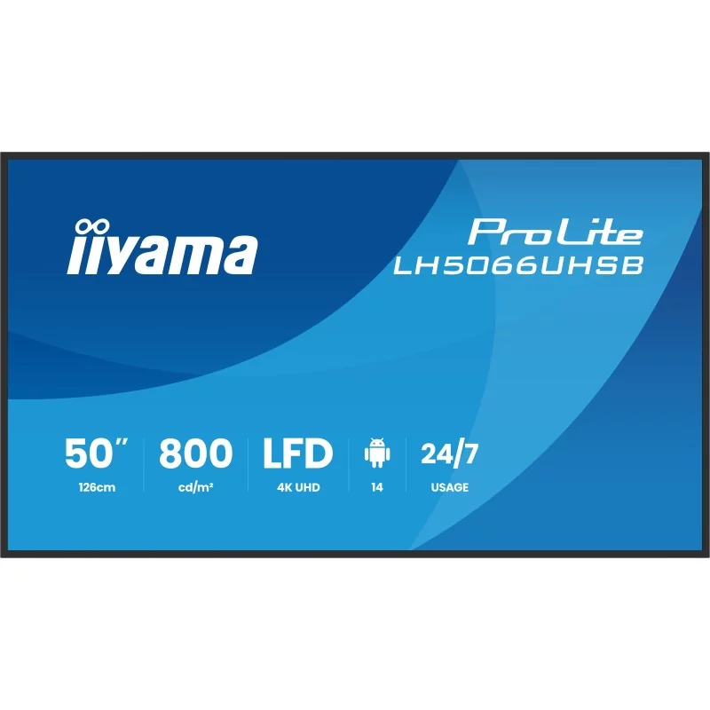 Iiyama LH5066UHSB-B1AG, Écran plat de signalisation numérique, 127 cm 50", LCD, 3840 x 2160 pixels, Wifi, 247