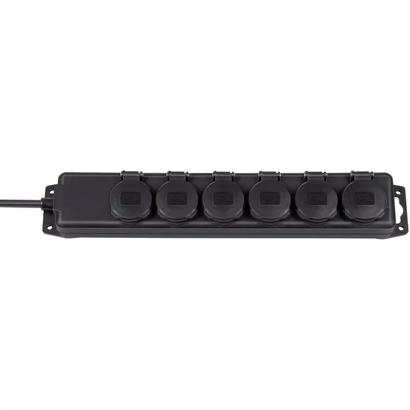 Brennenstuhl BN-1159970, 2 m, IP44, Noir, Néoprène, Caoutchouc, 6 sortie CA, Noir