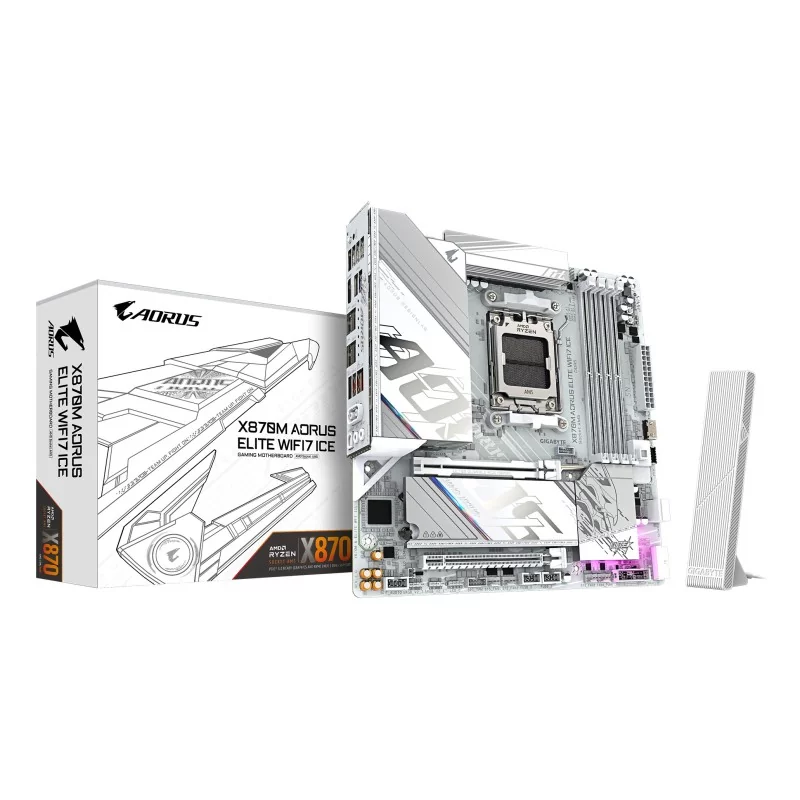 Gigabyte X870M AORUS ELITE WIFI7 ICE Carte Mère – Compatible avec processeurs AMD Ryzen 9000