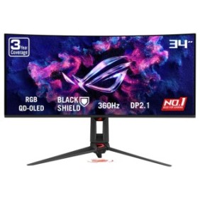 ASUS ROG Swift OLED PG34WCDN, 86,4 cm 34", 3440 x 1440 pixels, Wide Quad HD, QD-OLED, 0,03 ms, Noir