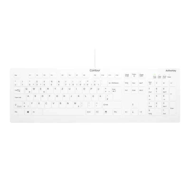 Cherry Contour Design Active Key AK-C8112, Taille réelle 100 %, Avec fil, USB, Commutateur de touche « ciseaux », QWERTZ, Blanc