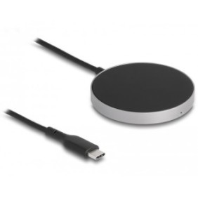 Delock Chargeur sans fil avec 5 W 7,5 W 10 W 15 W - Plateau de chargement inductif, Intérieure, USB, Recharge sans fil, 1,5 m, Noir