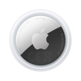 Apple AirTag, Personnel, Recherche, Argent, Blanc, Résistant à la poussière, Résistant à l’eau, Anti-éclaboussures, Plastique recyclé, CR2032
