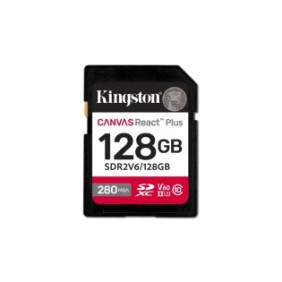 Kingston 128GB Canvas React Plus SDXC UHS-II 280R100W U3 V60 for Full HD4K, 128 Go, SDXC, Classe 10, UHS-II, 280 Mos, 100 Mos