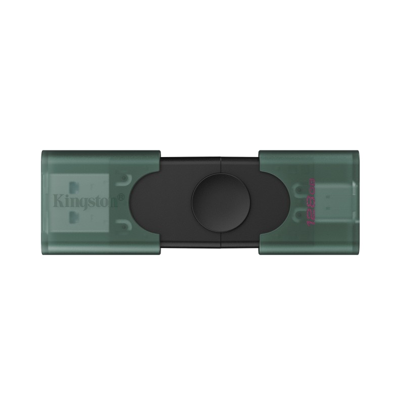 Kingston DataTraveler 128 Go USB-A + USB-C 3.2 Gen 1 DuoG2, 128 Go, USB Type-A USB Type-C, 3.2 Gen 1 3.1 Gen 1, Casquette, 10 g, Noir, Vert