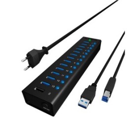 ICY BOX IB-AC6113, USB 3.2 Gen 1 3.1 Gen 1 Type-B, USB 3.2 Gen 1 3.1 Gen 1 Type-A, 5000 Mbits, Noir, Aluminium, Chine