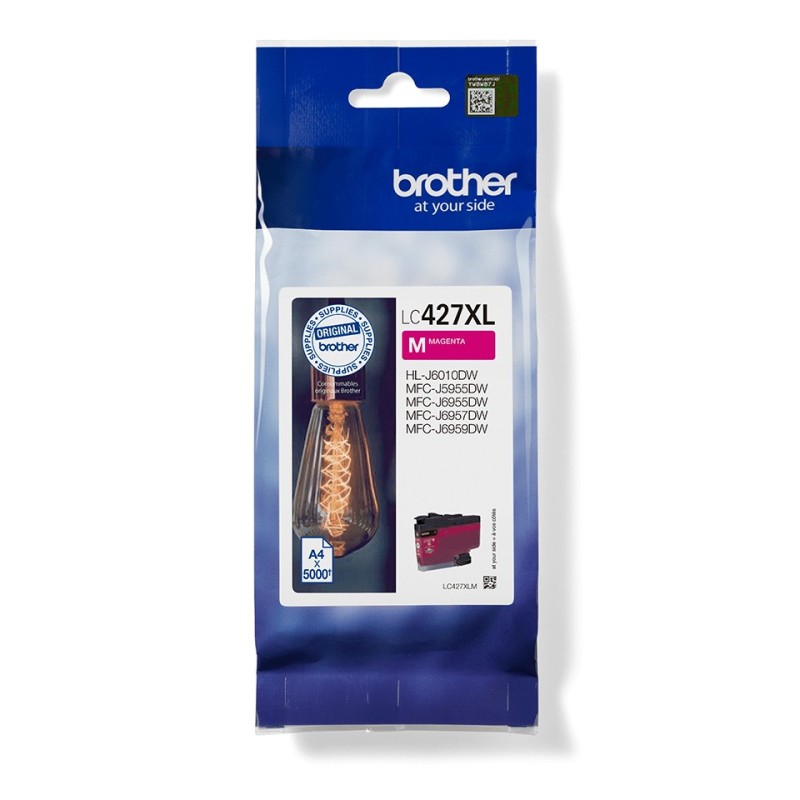 Brother LC427XLM - Cartouche d'encre originale - Magenta, Rendement élevé , Magenta, Encre à pigments, 1 pièce, 5000 pages, Paquet unique