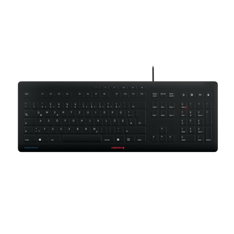 Cherry Contour Design Stream, Avec fil, USB, QWERTZ, Noir