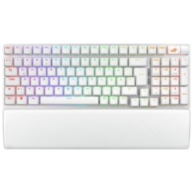 ASUS ROG Strix Scope II 96 Wireless, Avec fil &sans fil, USB + RF Wireless + Bluetooth, Clavier mécanique, QWERTZ, LED RGB, Blanc