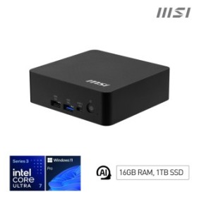 MSI Cubi NUC AI+ 3MG-003EU, Intel Core Ultra 7, 355, 16 Go, DDR5-SDRAM, 1 To, Windows 11 Pro