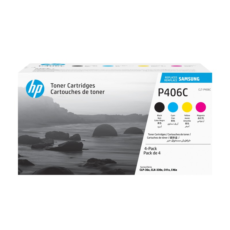HP Samsung CLT-P406C Pack de 4 cartouches authentiques de toner cyanmagentajaunenoir, 1000 pages, Noir, Cyan, Magenta, Jaune, 4 pièce