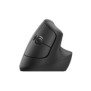 Logitech Lift, Droitier, Conception verticale, Optique, RF sans fil + Bluetooth, 4000 DPI, Graphite