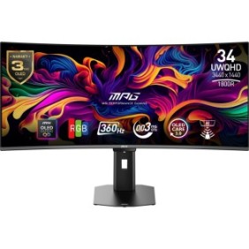 MSI MPG 341CQR QD-OLED X36, 86,4 cm 34", 3440 x 1440 pixels, UltraWide Quad HD, QD-OLED, 0,03 ms, Noir