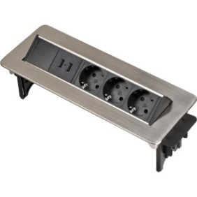 Brennenstuhl 1396200113, 2 m, 3 sortie CA, Intérieure, IP20, Noir, Acier inoxydable, 115 mm
