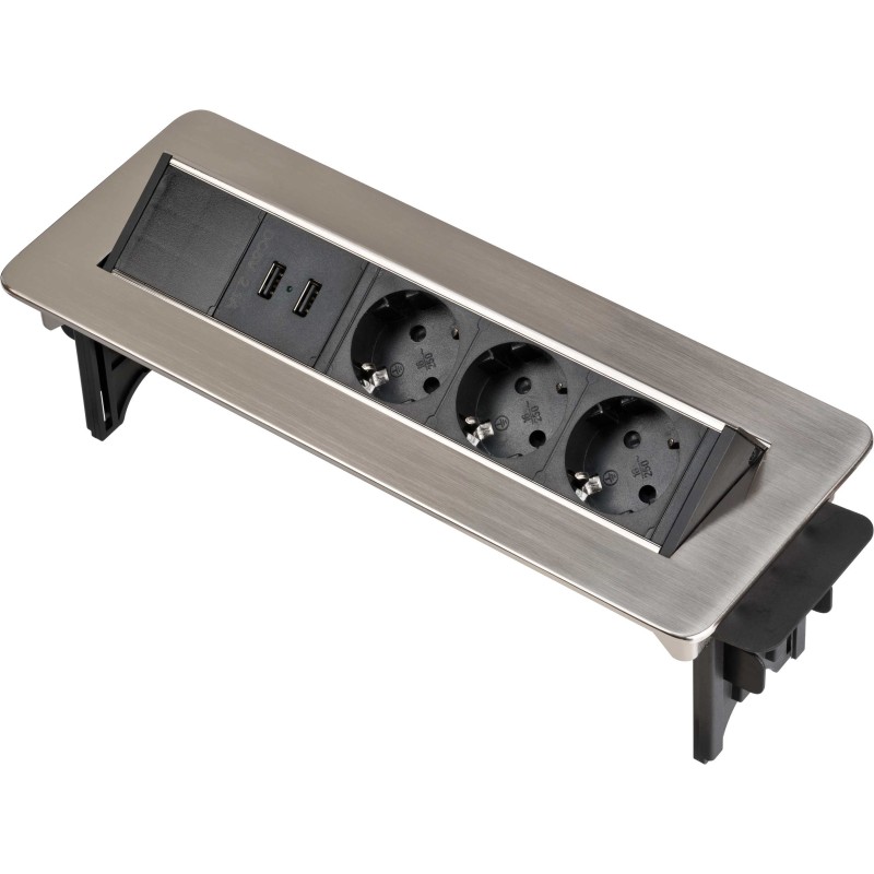 Brennenstuhl 1396200113, 2 m, 3 sortie CA, Intérieure, IP20, Noir, Acier inoxydable, 115 mm
