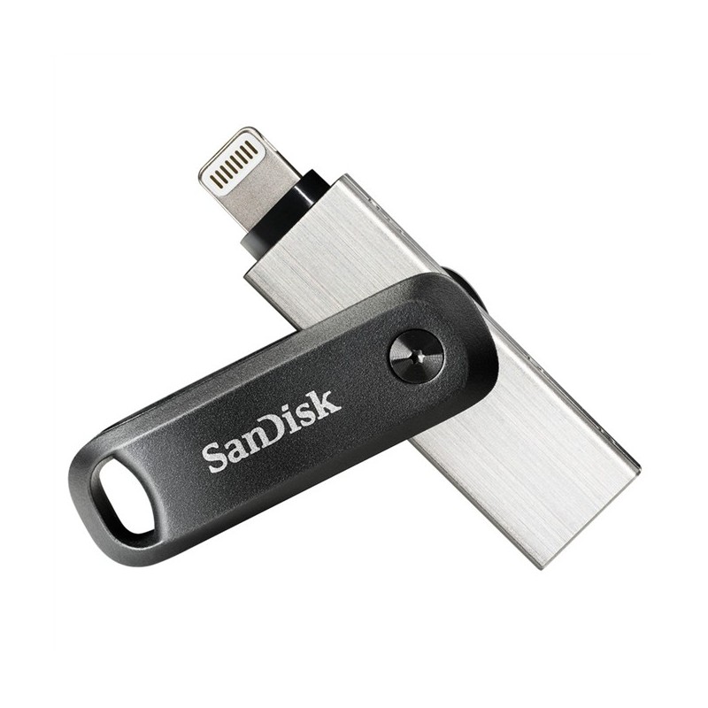 SanDisk 00183589, 256 Go, USB Type-A Lightning, 3.2 Gen 1 3.1 Gen 1, Pivotant, 7,2 g, Noir, Argent