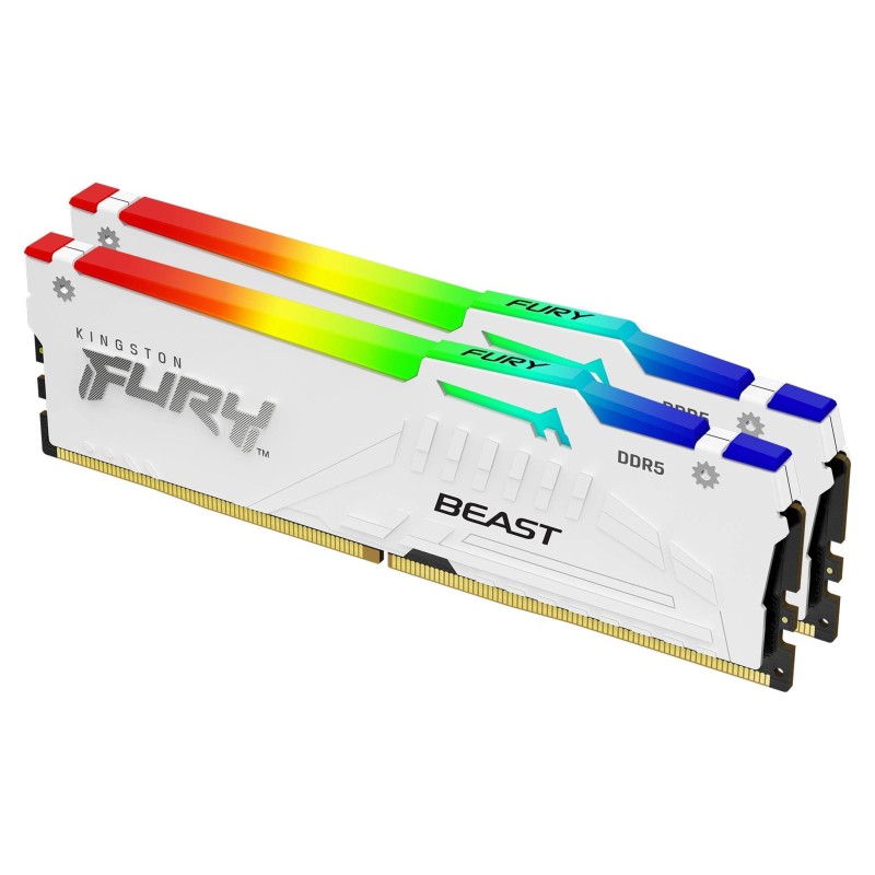 Kingston FURY Beast 32GB 6000MTs DDR5 CL30 DIMM Kits de 2 White RGB EXPO, 32 Go, 2 x 16 Go, DDR5, 288-pin DIMM, Blanc