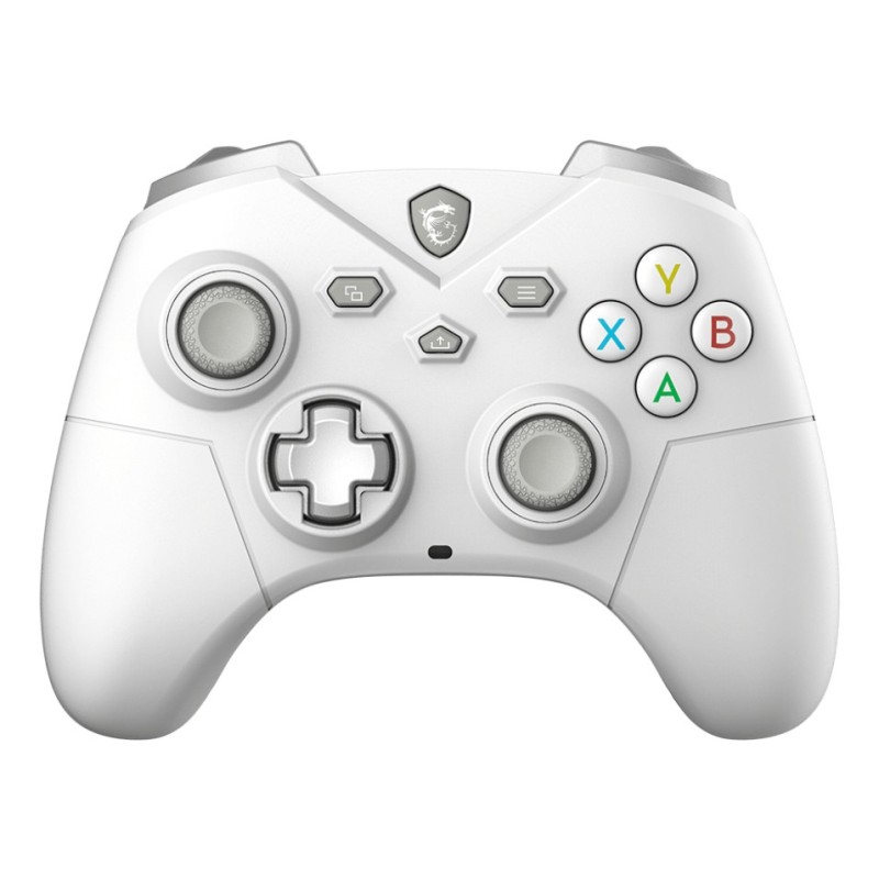 MSI FORCE GC300 WIRELESS WHITE, Manette de jeu, PC, Touche Retour, Croix directionnelle, Touche Macro, Bouton d'allumage, Bouton Démarrer, Touche Turbo, Analogique, Avec fil &sans fil, USB 2.0