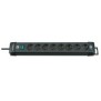 Brennenstuhl BN-1951180100, 3 m, Noir, Plastique, 8 sortie CA, Noir, 395 mm