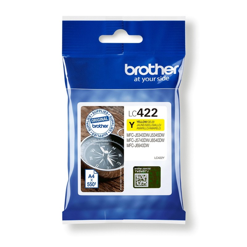 Brother LC-422Y, Jaune, 1 pièce, 550 pages, Paquet unique