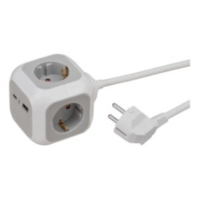 Brennenstuhl 1150100010, 1,4 m, Intérieure, IP20, Blanc, Gris, 4 sortie CA, 230 V
