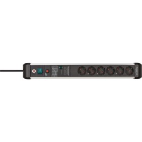 Brennenstuhl 1391010600, 3 m, Intérieure, Courbe, IP20, Noir, Argent, 6 sortie CA