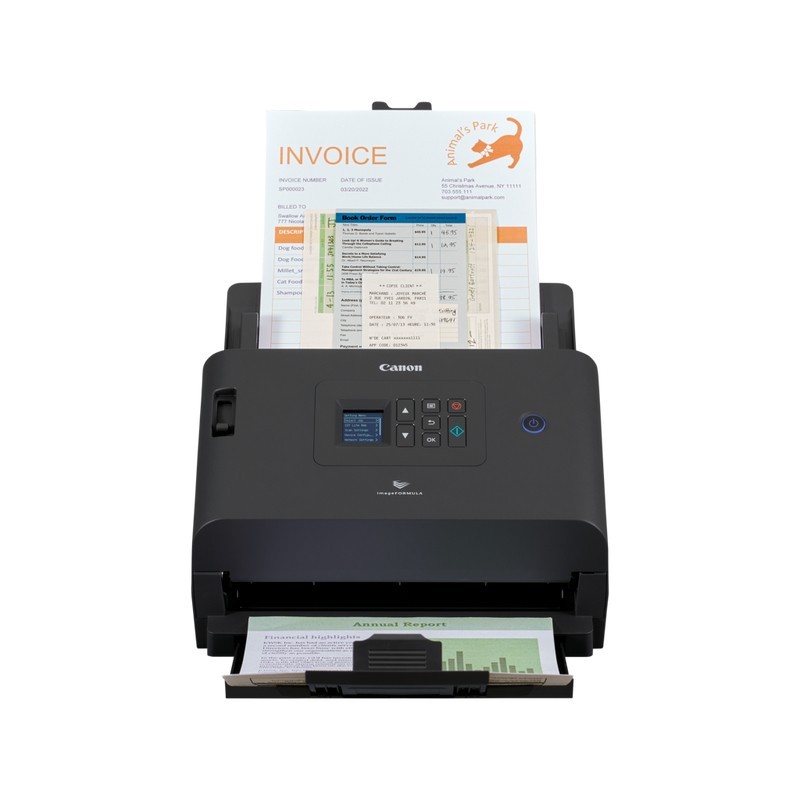 Canon imageFORMULA DR-S250N, 216 x 356 mm, 600 x 600 DPI, Alimentation feuille à feuille de scanner, Noir, CIS, LED RGB